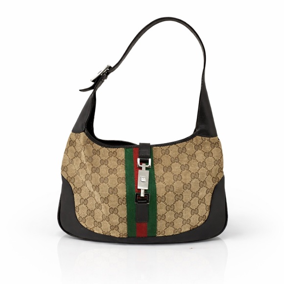 Gucci Handbags - Gucci Jackie O 1961 GG Monogram Web Stripe Hobo Shoulder Bag Vintage Authentic